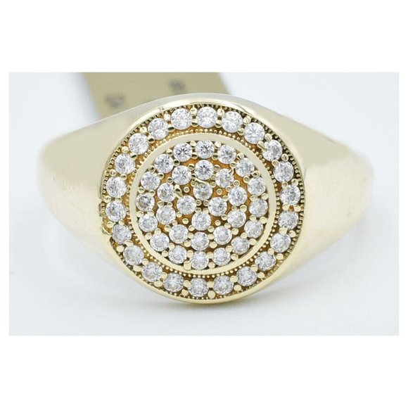 White Sapphire Men's Ring 10k Solid Yellow Gold